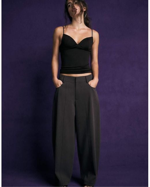 Stradivarius Blue Tailored Barrel Trousers