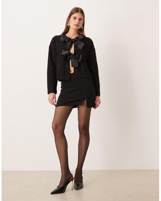 Vila Black Bow Front Woven Top