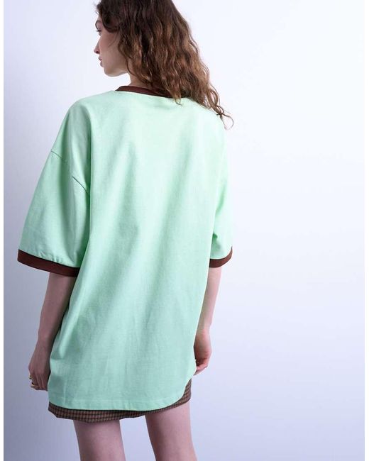 TOPSHOP Green Graphic San Francisco Oversized Tee