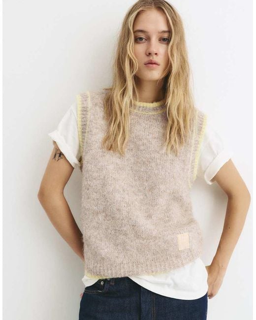 Pull&Bear Natural Rib Knit Vest
