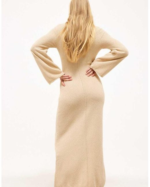 NA-KD Natural Fine Knitted Maxi Dress