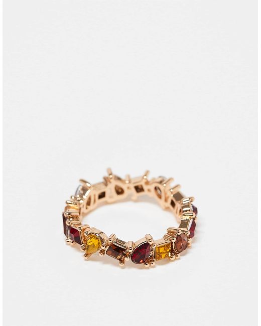 ASOS White Ring With Multi-coloured Crystals
