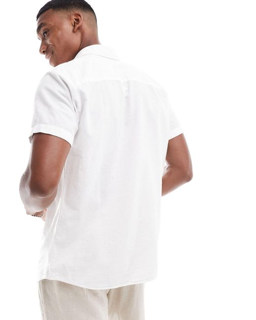 Chemise en lin à manches courtes Jack & Jones pour homme en coloris White