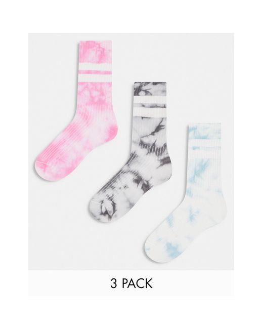 Monki White 3 Pack Stripe Ankle Socks
