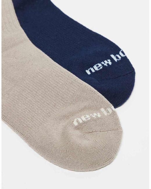 New Balance Blue 2 Pack Ribbed Crew Socks for men