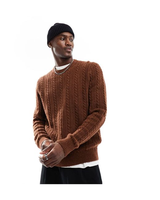 Abercrombie & Fitch Brown Cable Knit Jumper for men