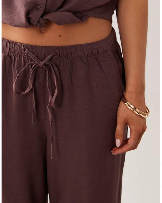 JDY Petite Brown Wide Leg Linen Mix Co-Ord Trouser