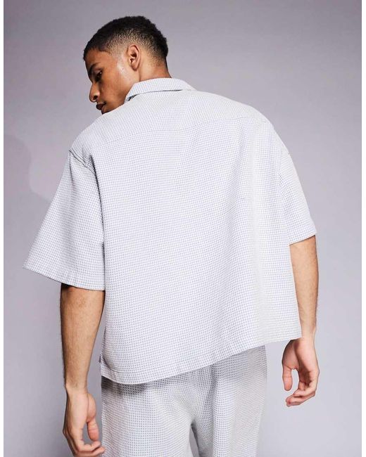 ASOS White Co-ord Waffle Regular Revere Shirt for men