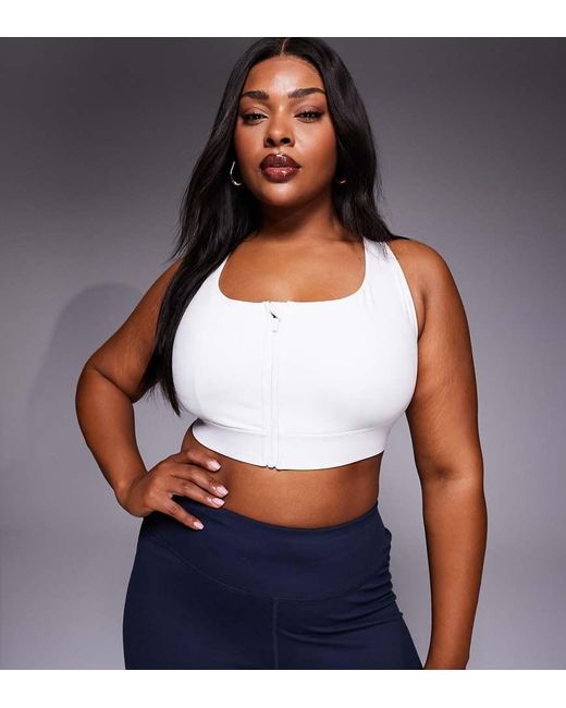 4505 White Curve Icon High Support Active Sports Bra With Removable Padding