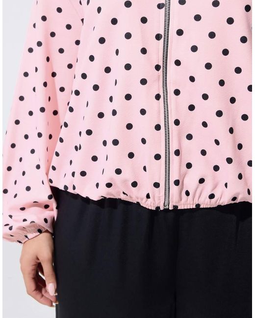 Yours Clothing Red Polka Dot Bomber Jacket