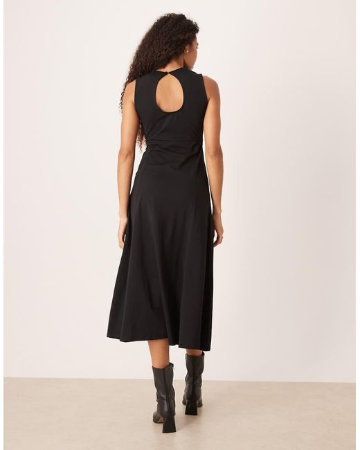 ASOS Black Cotton Sleeveless Midi Dress