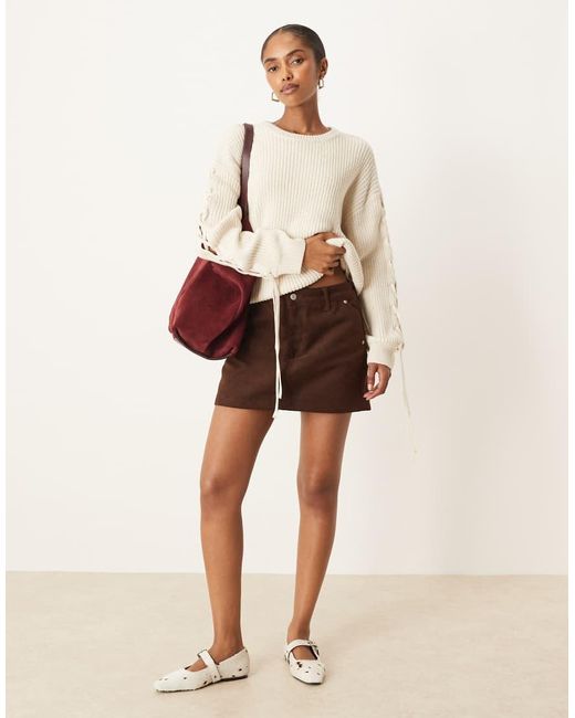 JJXX Natural Knitted Jumper With Lace Up Detail