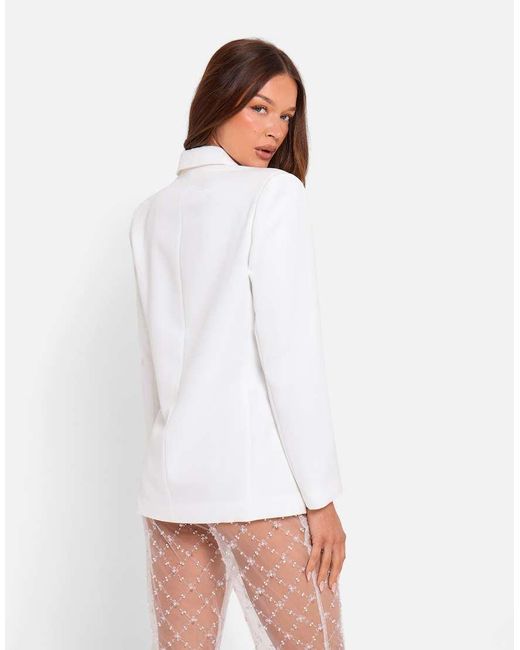 Public Desire White Bridal Fitted Tailored Blazer