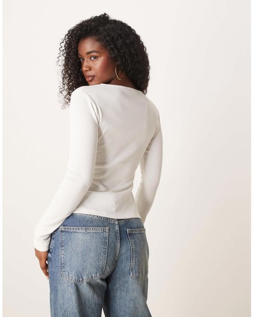 ASOS White Compact Rib Button Through Cardigan