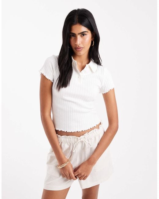 Miss Selfridge White – polo-top