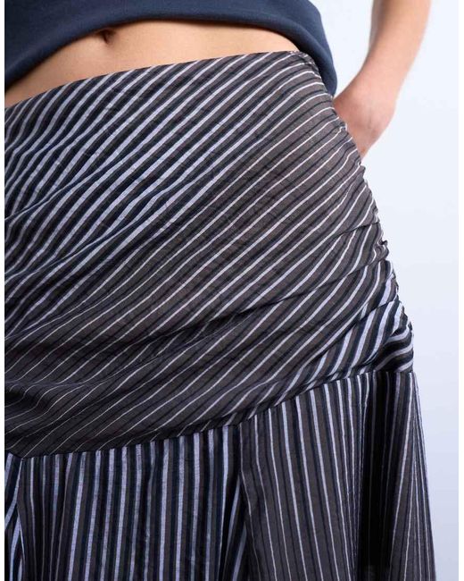 TOPSHOP Blue Dropped Waist Full Hem Maxi Skirt