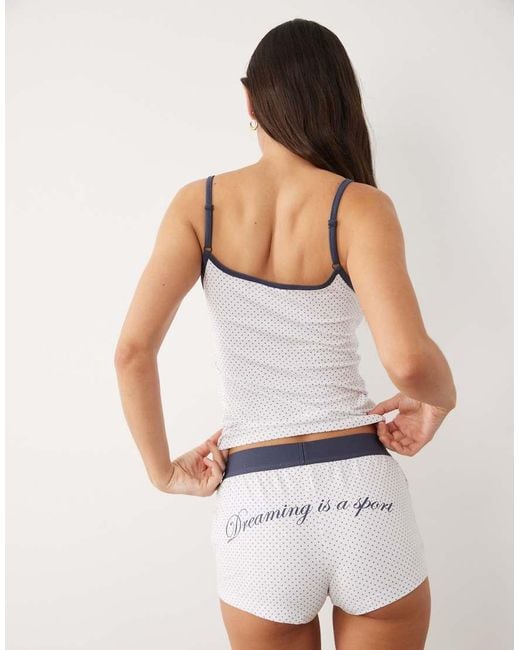 Cotton On White Sleep Soft Longline Cami And Boy Short Set