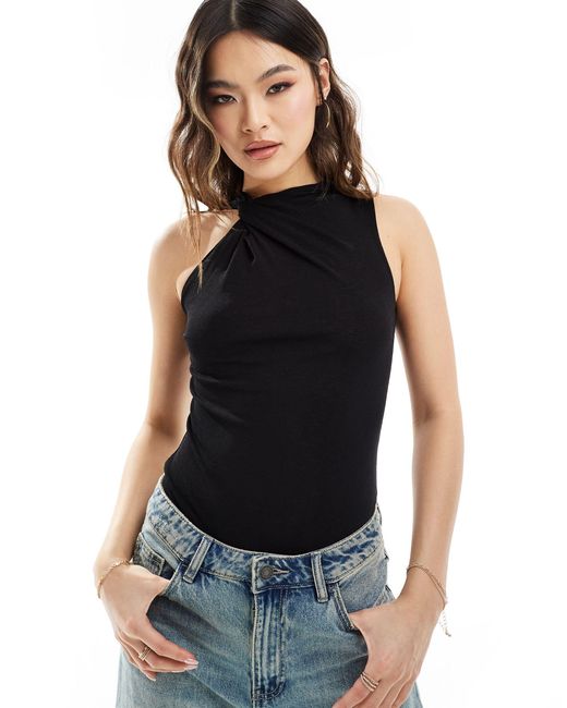 Body à détail noué ASOS en coloris Black