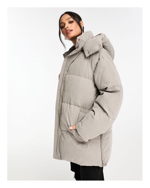 Abercrombie & Fitch Natural Ultra Mid Length Puffer Coat With Hood