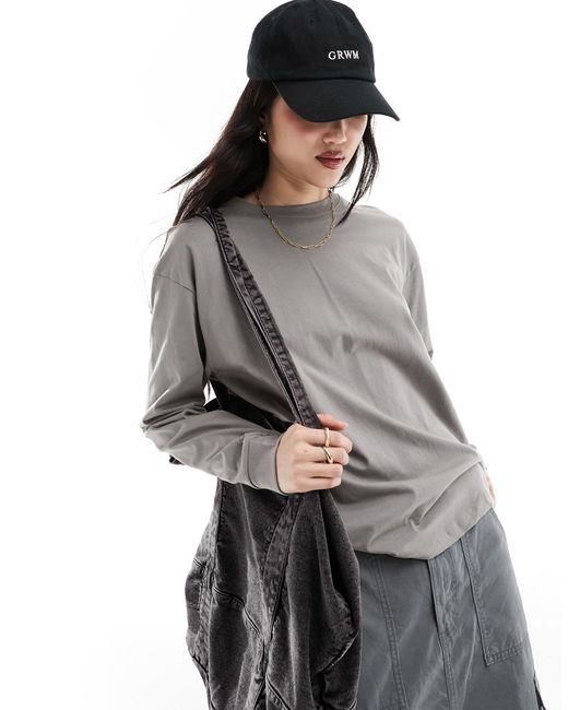 T-shirt oversize à manches longues - pâle Pull&Bear en coloris Gray