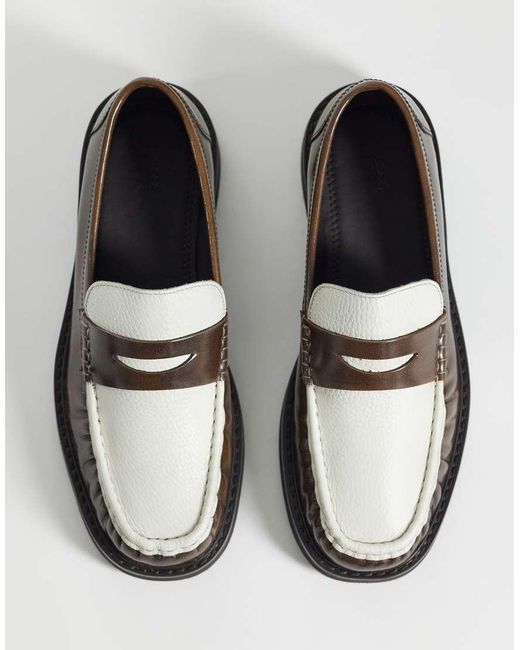 ASOS White Penny Loafers With Ruched Apron for men