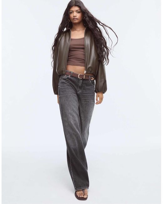 Bomber matelassé en similicuir - marron Stradivarius en coloris Brown