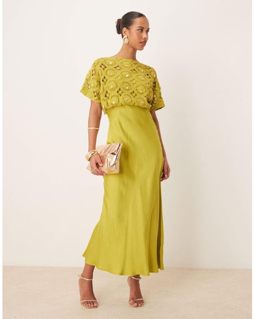 Never Fully Dressed Tilly Shell Embellished Crochet Maxi Dress in Yellow |  Lyst
