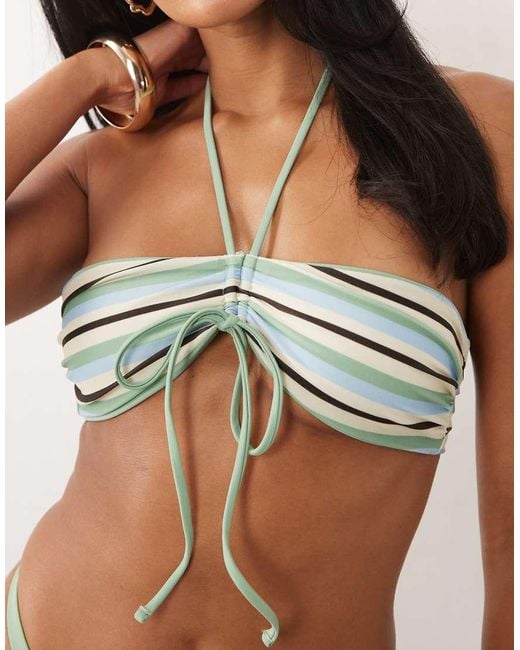 ASOS Blue Sian Reversible Ruched Bandeau Bikini Top