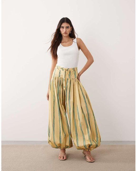 ARRANGE Metallic Balloon Pants With Tie Waist