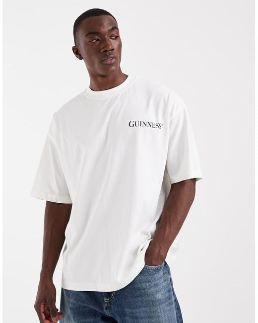 ASOS White Oversized Tee With Guinness Print for men