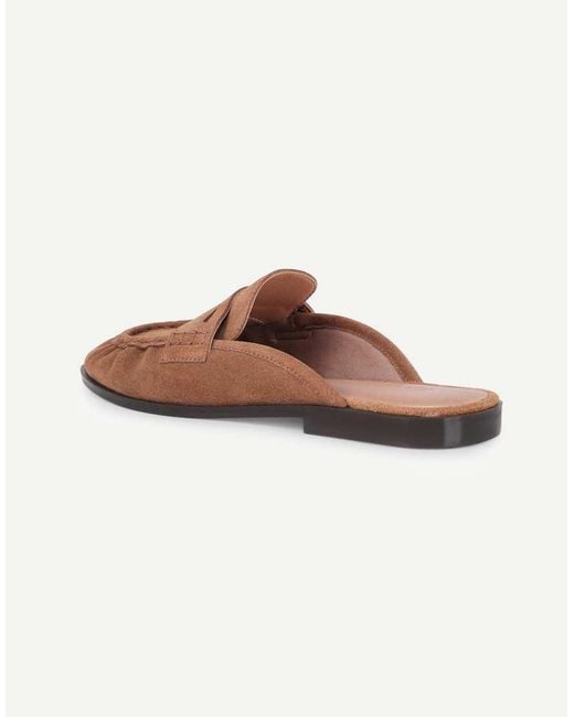 OFF THE HOOK Brown Tiggy Suede Open Back Slip-On Loafers