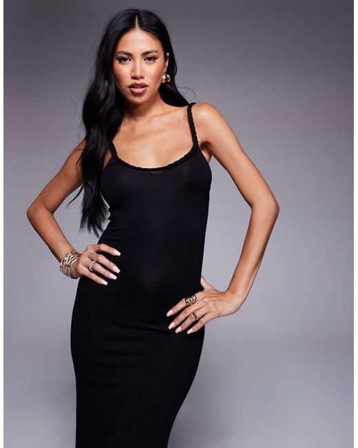ASOS Blue Scoop Neck Maxi Dress With Plait Strap Detail