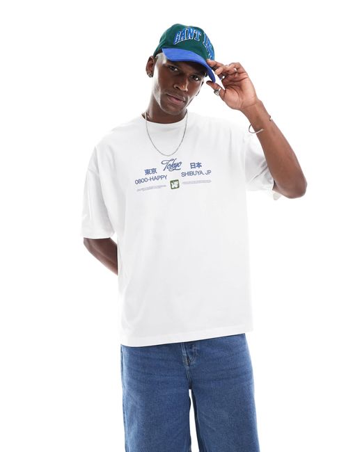 ASOS White Oversized T-shirt With Souvenir Graphic for men