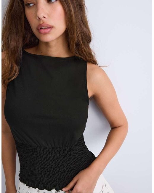 Stradivarius Black Elasticated T-Shirt
