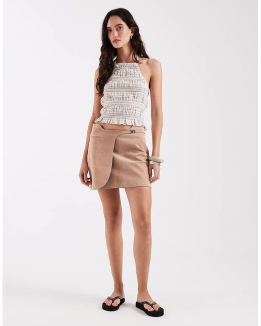 laagam Brown Luana Real Suede Western Mini Skirt