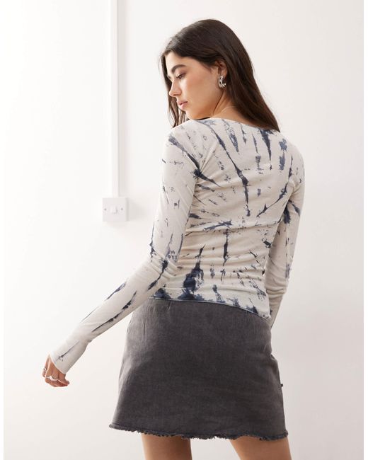 Weekday Gray Long Sleeve Boat Neck Top