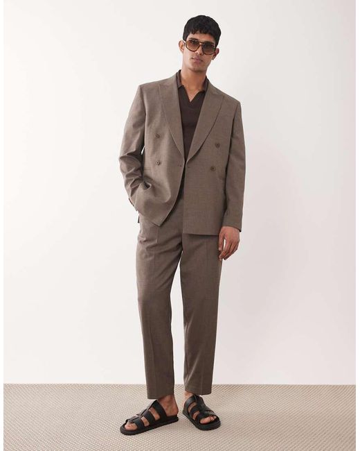 ASOS Brown Double Breasted Regular Suit Jacket for men