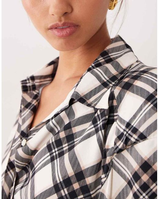 ASOS White Cinched Shoulder Pads Tie Back Shirt