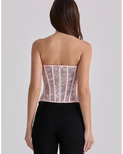 House Of Cb Pink Ayana Lace Boned Corset Top