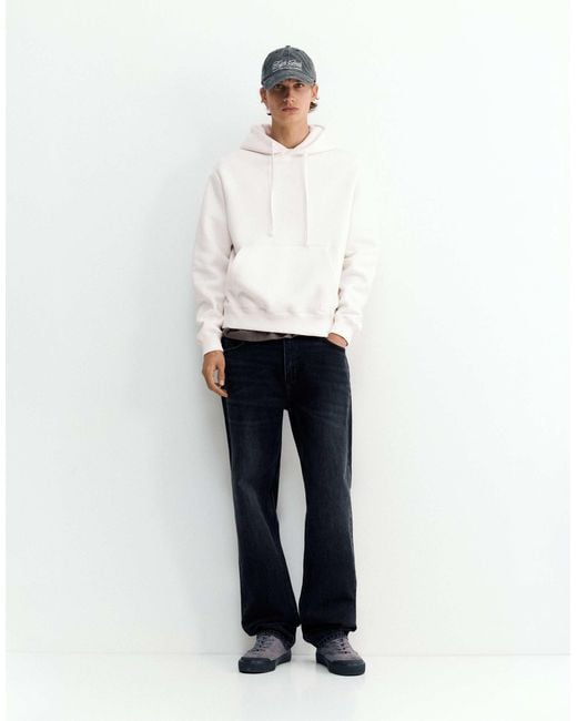 Pull&Bear Basic kapuzenpullover in White für Herren