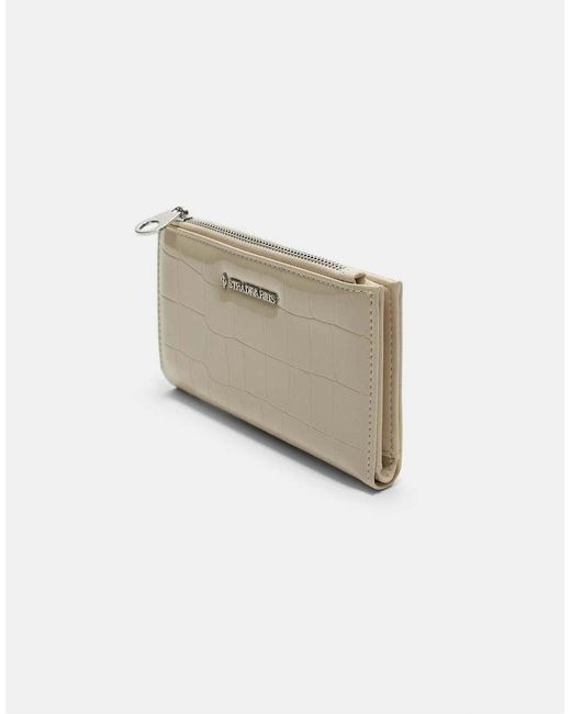 Stradivarius Natural Basic Mock Croc Wallet