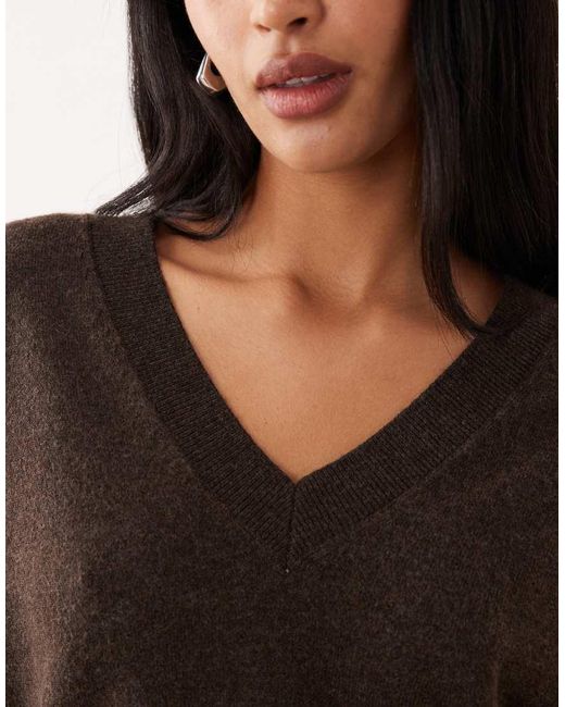 Mango Black V Neck Long Sleeve Knitted Top