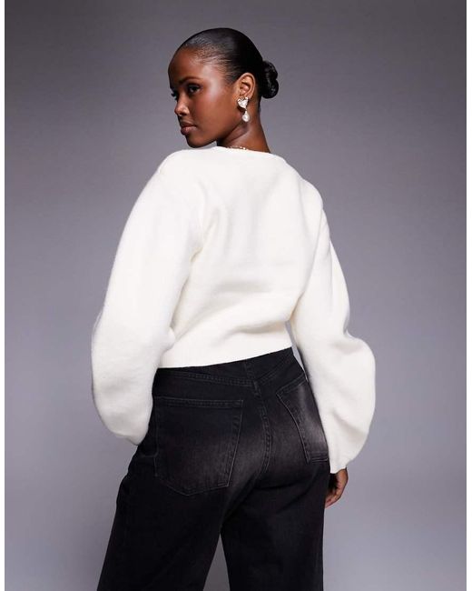 River Island White Structured Sleeve Cardigan