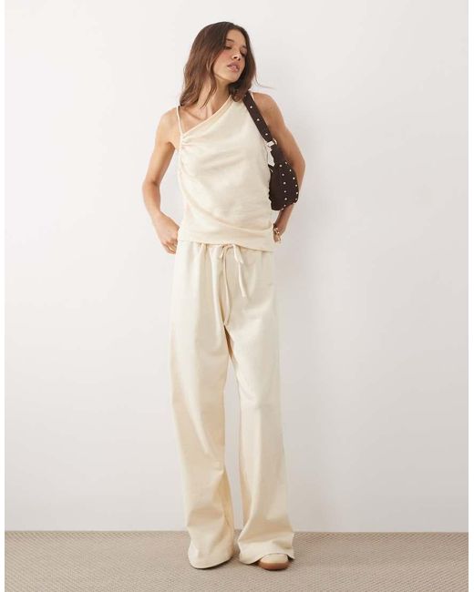 ASOS Natural Ruched Asymmetric Top Co-ord