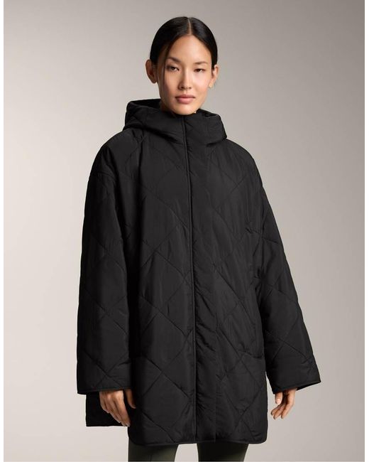 Oysho Black Fellex Waterrepellent Padded Jacket With Aerogel
