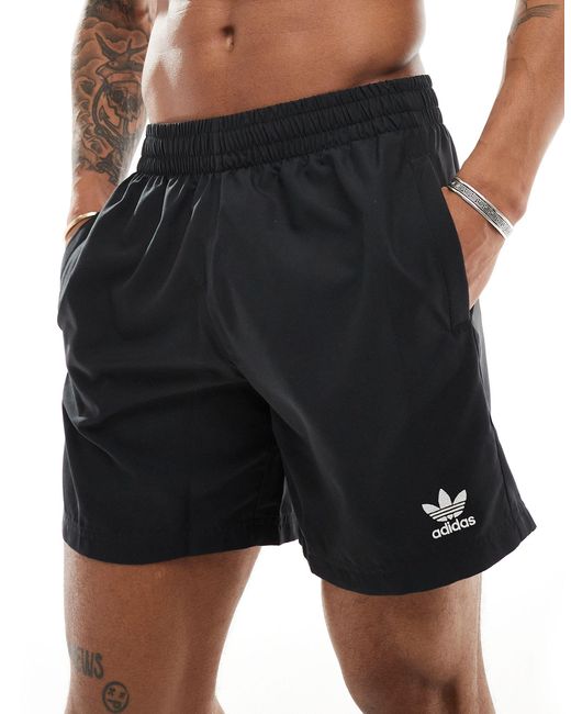 Adidas Originals Black Adicolor Essentials Swim Shorts for men