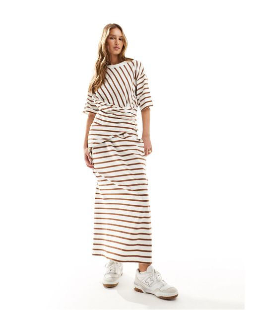 ASOS White Short Sleeve With Twist Detail Midaxi Dress