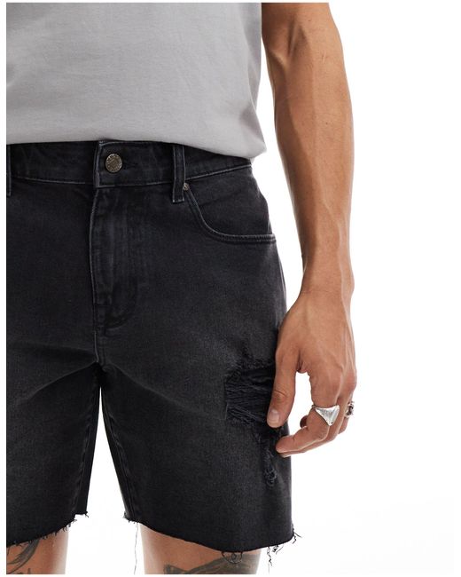 ASOS – schmal geschnittene jeansshorts in Gray für Herren