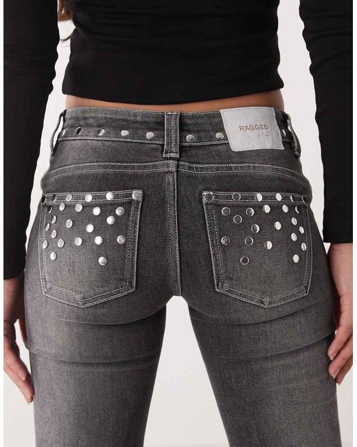 The Ragged Priest Gray Charlie Low Rise Flare Jean