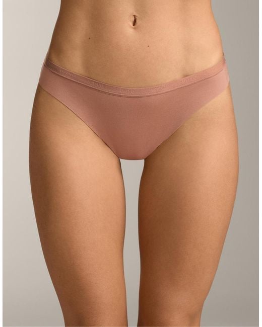 Oysho Natural 3 Polyamide Blend Logo Thongs